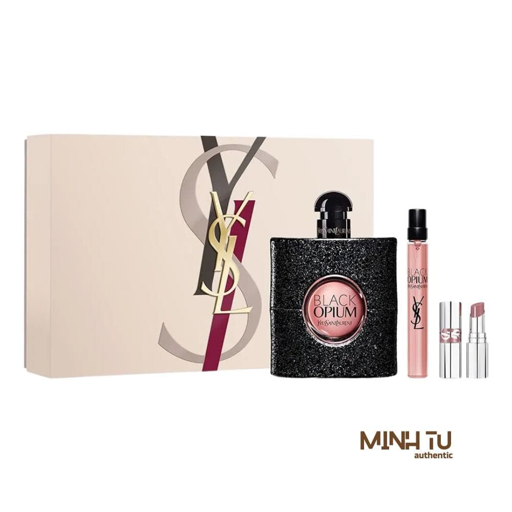 Set YSL Black Opium EDP 3PCS 90ml, 10ml, Son Mini YSL Loveshine 44 Nude