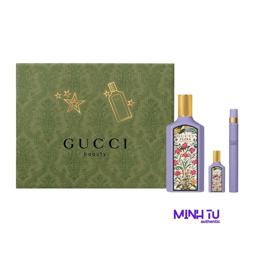 Set Gucci Flora Gorgeous Magnolia EDP 100ml 3Pcs (100ml, 5ml, 10ml)