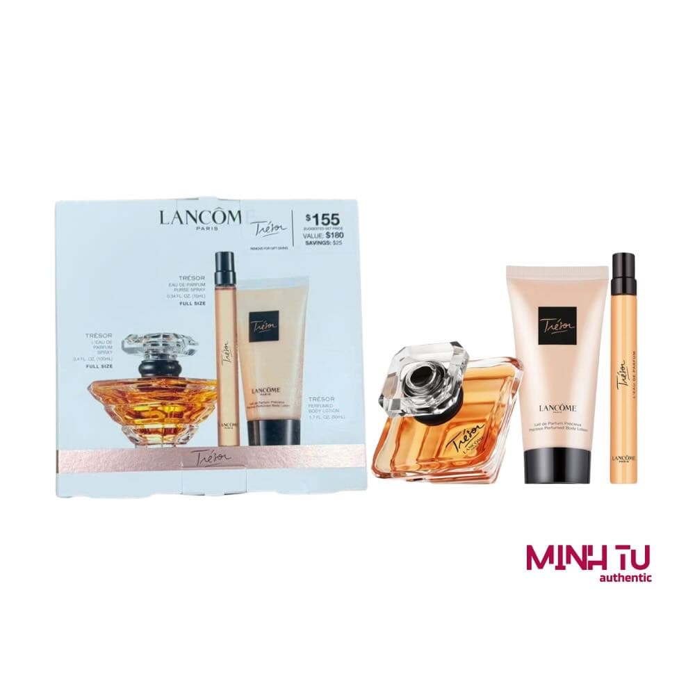Set Lancome Tresor EDP 3Pcs (EDP 100ml, EDP 10ml, Lotion 50ml) Chính Hãng