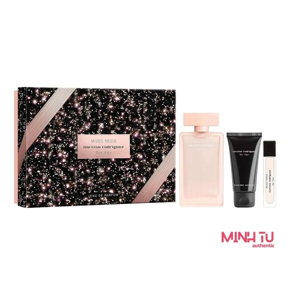 Set Narciso Rodriguez Musc Nude For Her EDP 3Pcs (100ml, 10ml, Lotion 50ml)